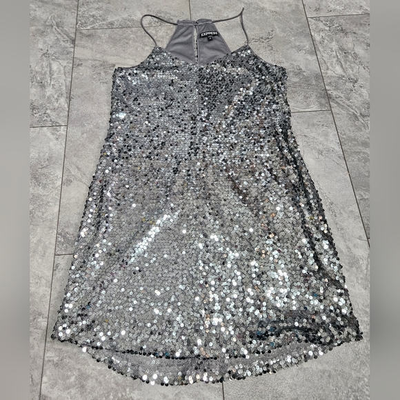 COPY - Express Sequin Gray Racerback Dress S - Picture 4 of 4